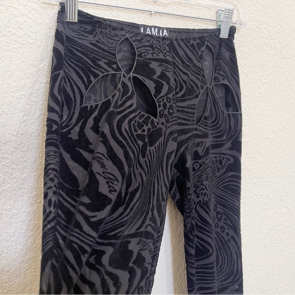 I.AM.GIA Amina Pants Velvet Sheer Straight Cutout Concert Festival Black XXS - Picture 7 of 12